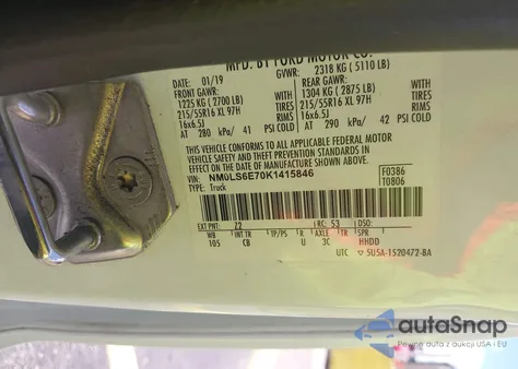 2019 Ford Transit Connect Xl z USA, uszkodzony, nr VIN NM0LS6E70K1415846